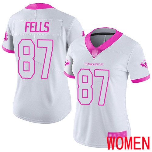 Houston Texans Limited White Pink Women Darren Fells Jersey NFL Football #87 Rush Fashion->houston texans->NFL Jersey